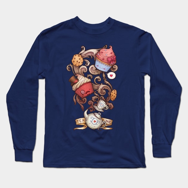 Tea Time Long Sleeve T-Shirt by Medusa Dollmaker